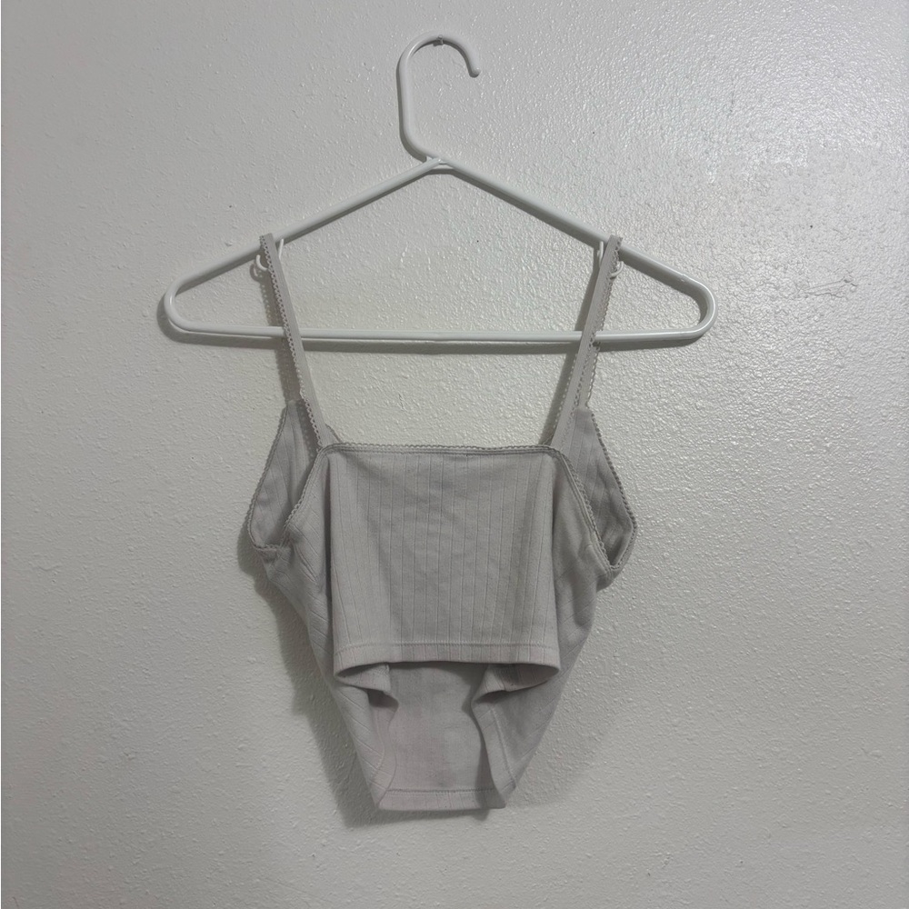 White Ribbed Women's Top - Picture 2 of 3
